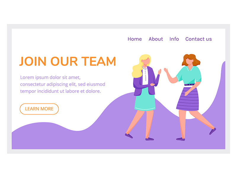 Join our team landing page vector template