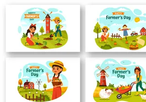 12 Happy Farmer's Day Illustration