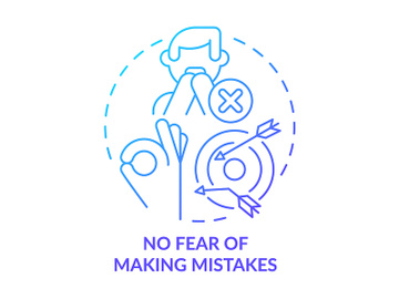 No fear of making mistakes blue gradient concept icon preview picture
