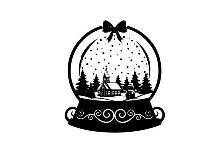 Snow globe silhouette with winter wonderland scene inside