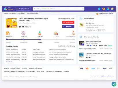Ecommerce Online Shopping Order Tracking Screens Website Template Pack