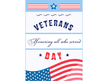 US Veterans Day poster flat vector template preview picture