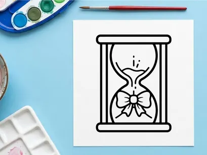 Hourglass with spooky floral skull design. Vintage Halloween timepiece symbolizing mortality and seasonal decor.