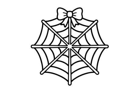 Handgezeichneter Halloween-Geschenkschleife mit Spinnennetz-Design. Vintage-Stil-Dekoband für festliche Verpackungen und Bastelarbeiten.