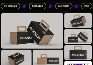 Wide Low Carry Handle Box Mockup