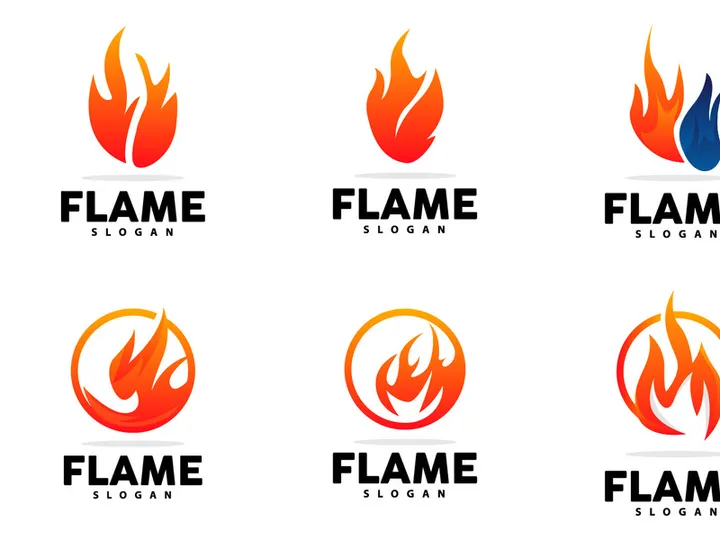 Red Flame Logo, Burning Heat Fire Vector