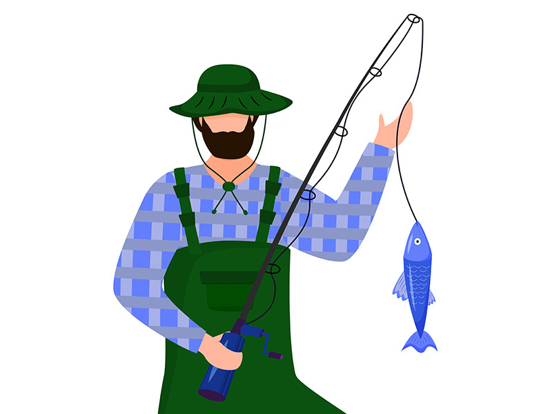 Fisherman flat vector illustration