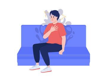 Man having panic attack semi flat color vector character preview picture
