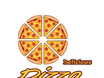 pizza logo design template illustration vector preview picture