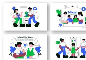 10 Mixed Heritage Families Illustration