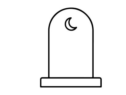 Minimalist crescent moon icon on arch frame. Simple night sky symbol isolated for design and branding use.