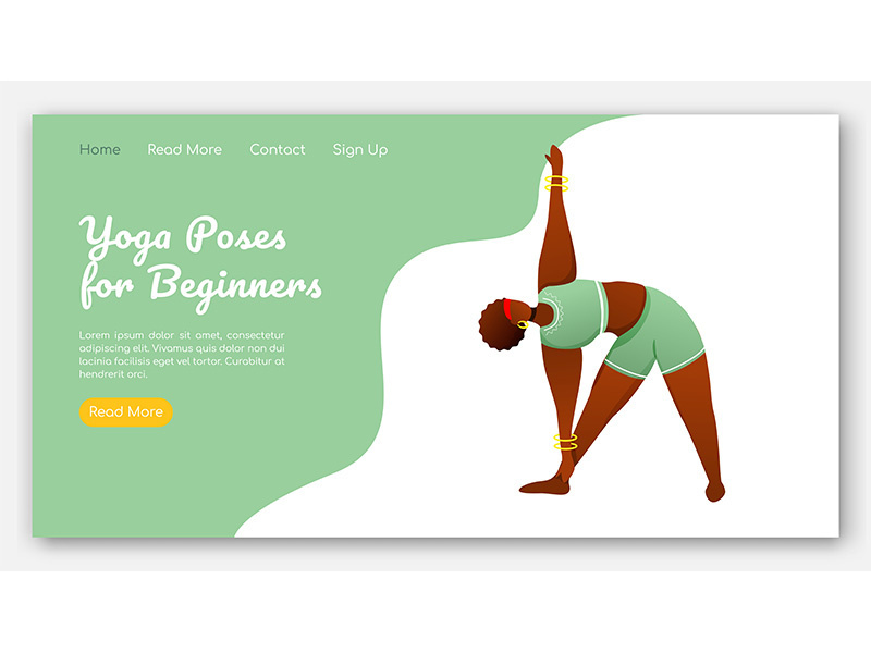 Yoga poses for beginners landing page vector template