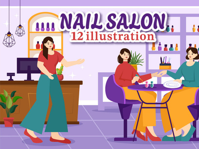 12 Nail Polish Salon Illustration
