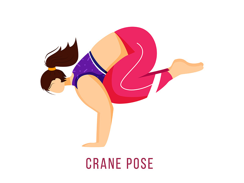 Crane pose flat vector illustration