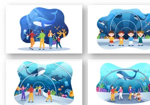 11 Aquarium Flat Illustration