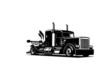 Black silhouette of a large semi truck with two exhaust pipes