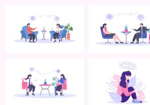 18 Mental Health Psychology Flat Illustration