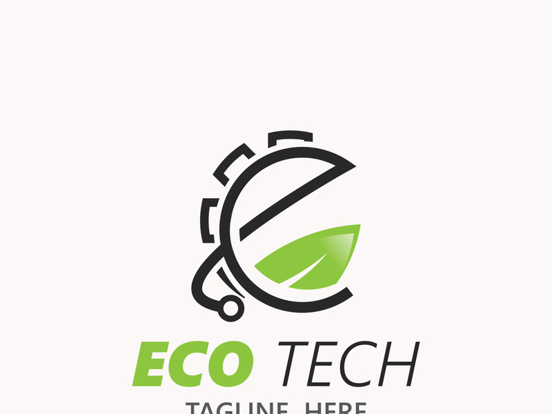 Eco technology business vector design modern. Nature technology logo with leaf and circuit tech minimalist vector illustration