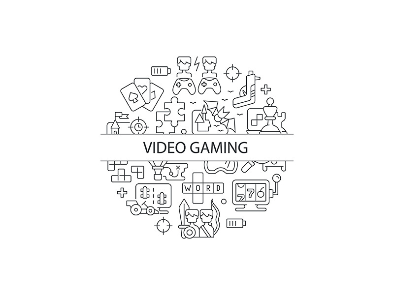 Video game abstract linear concept layout with headline