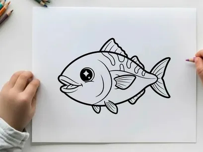 Cute cartoon fish with star vector illustration flat design