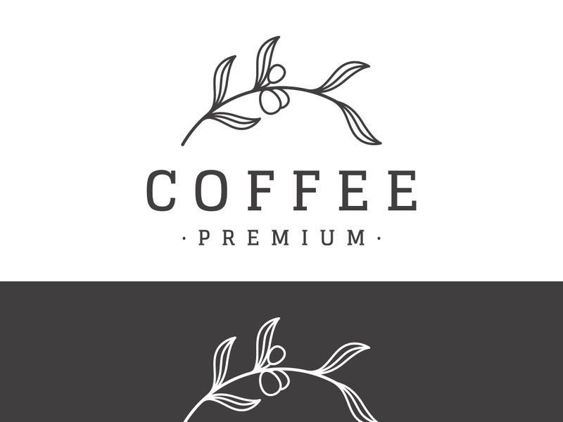 Coffee bean logo design with retro outline.