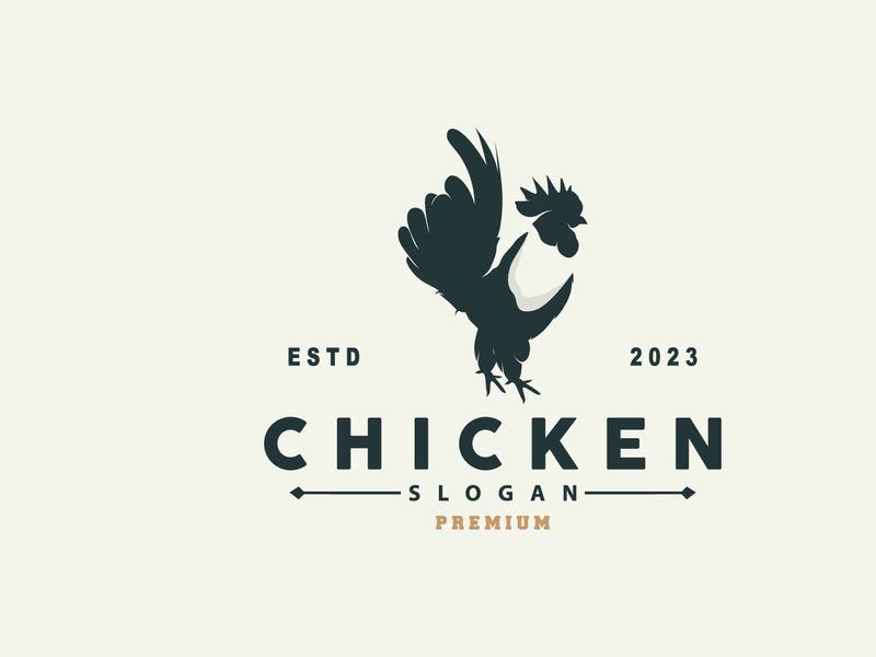 Logo Ayam, Untuk Restoran Ayam Goreng, Vektor Peternakan, Desain Minimalis Sederhana Untuk Bisnis Makanan Restoran