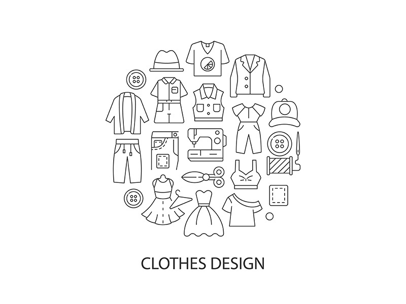 Clothes design abstract linear concept layout with headline