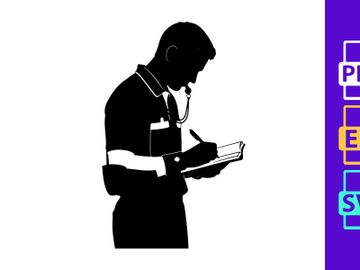 A doctor or medical professional taking notes or writing on a clipboard preview picture