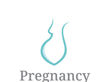 Abstract logo of mother or woman carrying baby or pregnant. Logos for clinics, pharmacies and hospitals.