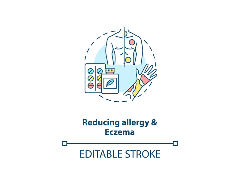 Reducing allergy and eczema concept icon
