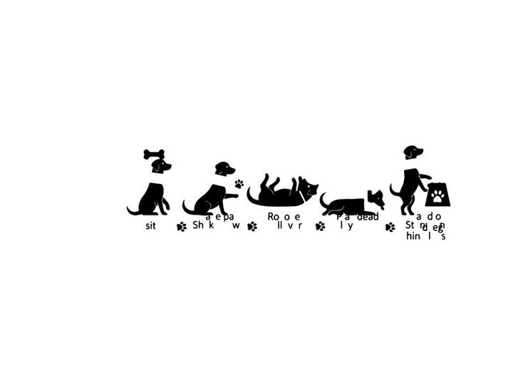 Dachshund silhouette dog training commands and actions