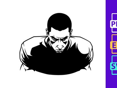 Intense male athlete in aggressive stance with furrowed brows and determined expression