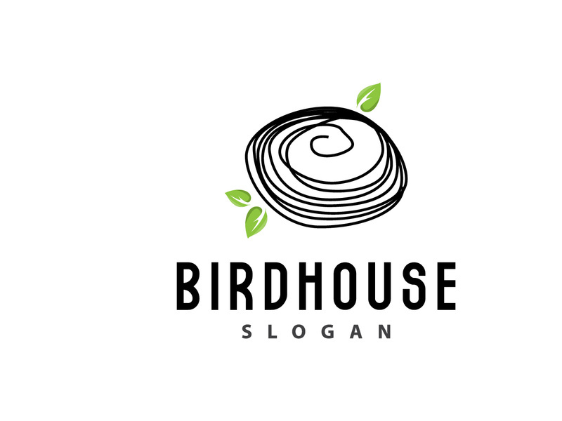 Bird Nest Logo, Bird House Shelter Vector