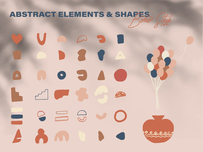 Minimalist abstract nature art shapes boho style. doodle natural concept. Modern hand drawn plant leaf and tropical shape decoration set.