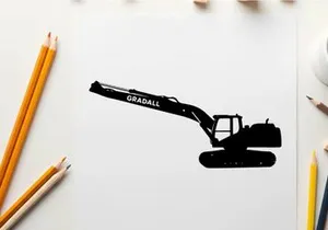 Silhouette of a chadwicks excavator against a white background