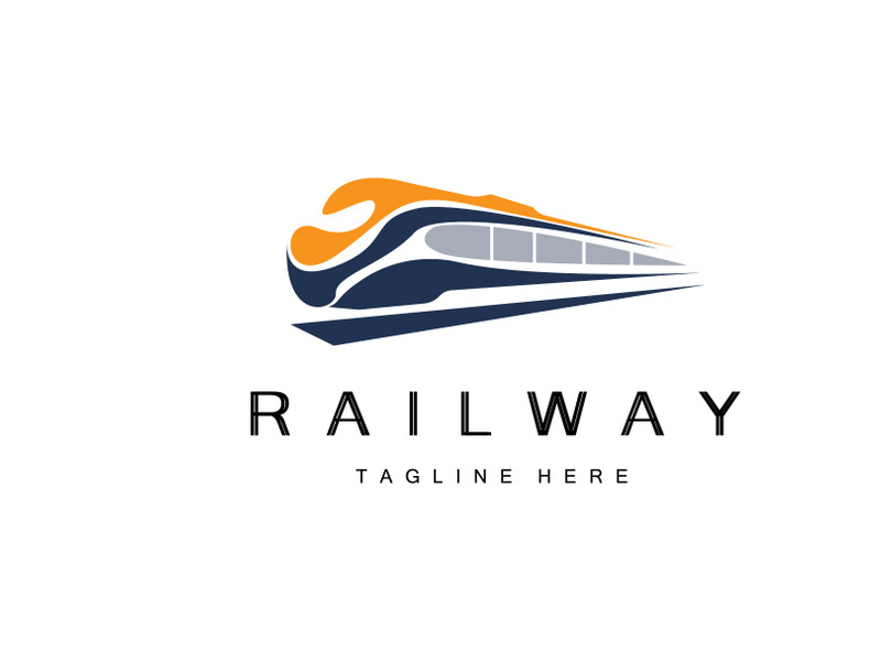 Train Logo Design. Fast Train Track Vector, Fast Transport Vehicle Illustration