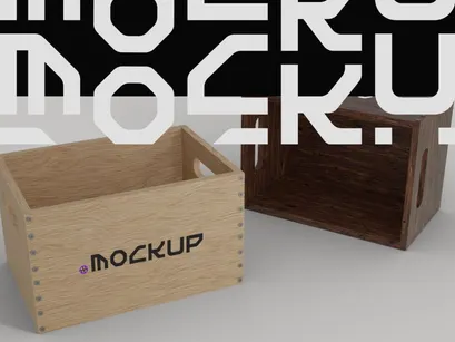Wooden Fruit Crate Mockup