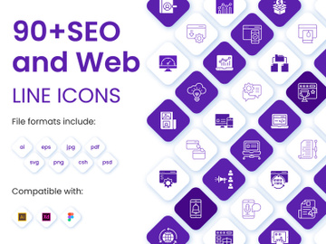 90+ Set of SEO and Web Icons preview picture