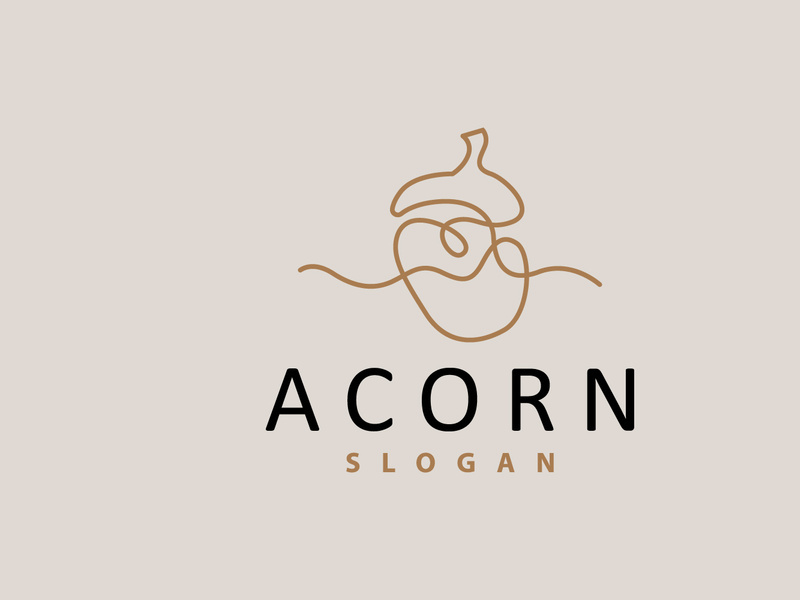 Acorn Logo, Nut Design With Oak Leaves Simple