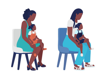 Mother with child semi flat color vector characters set preview picture