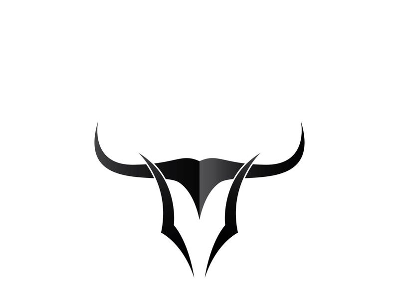 Retro vintage bull head horns logo.