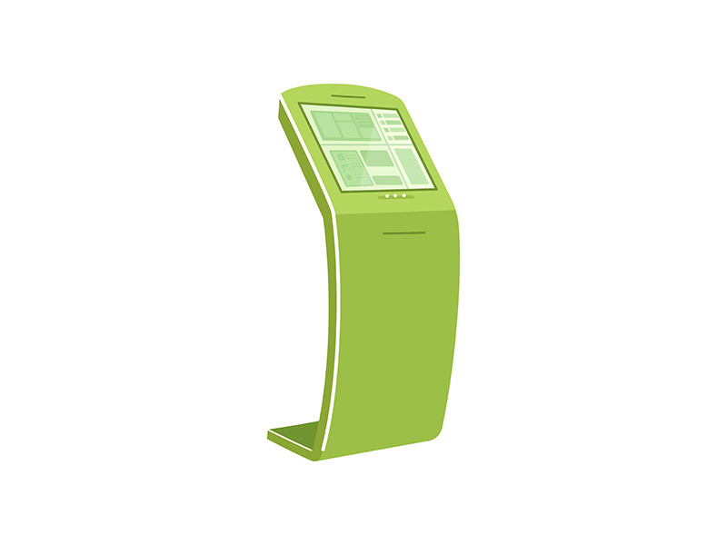 Green self service kiosk flat color vector object