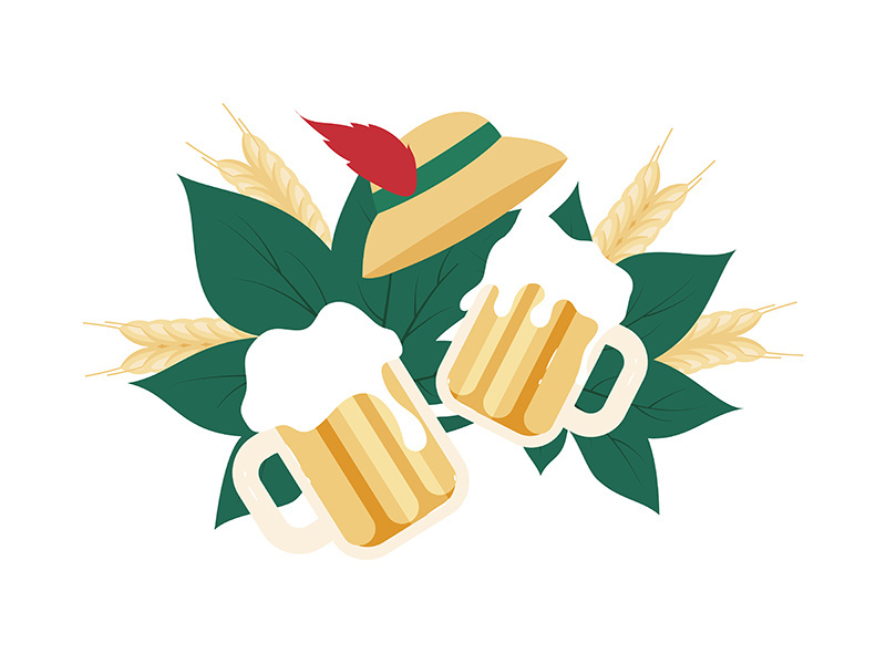 Beer festival in German flat concept vector illustration