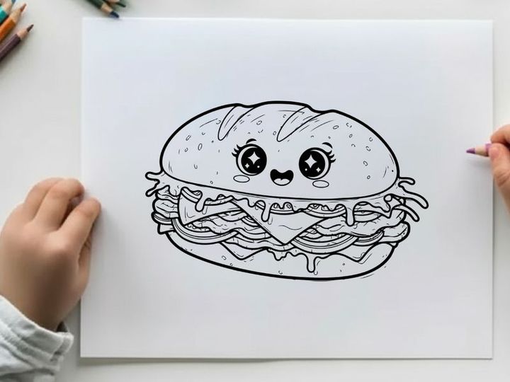 Cute burger character smiling vector illustration