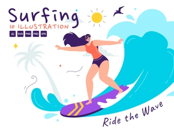 10 Summer Surfing Illustration preview picture