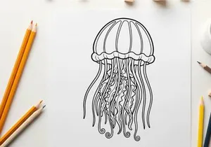 Jellyfish underwater floating sea life vector illustration