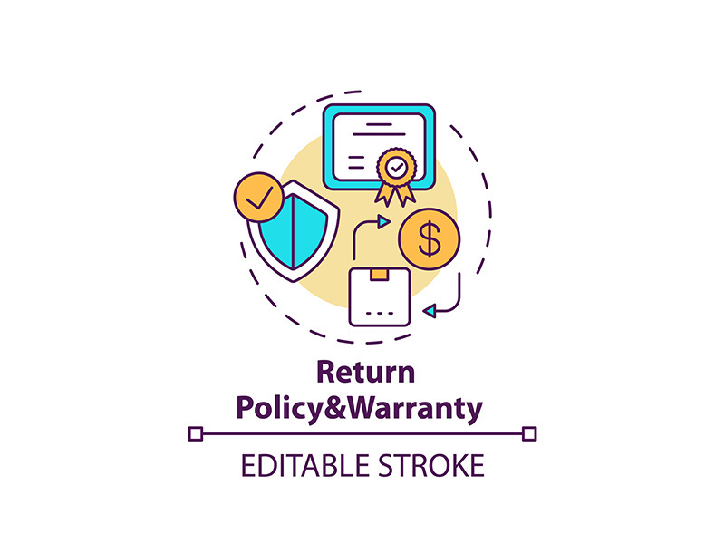 Returning policy and warranty concept icon