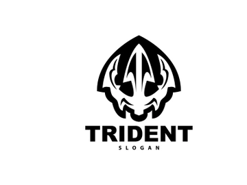 Neptune Poseidon Trident Logo, Spear Simple Vintage Template Design preview picture