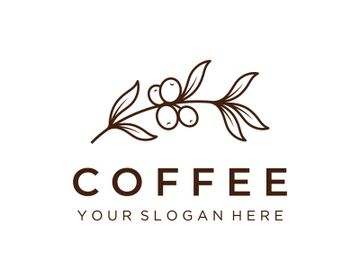 Coffee bean logo design with retro outline. preview picture