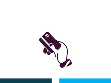 Hand holding credit card business icon image design